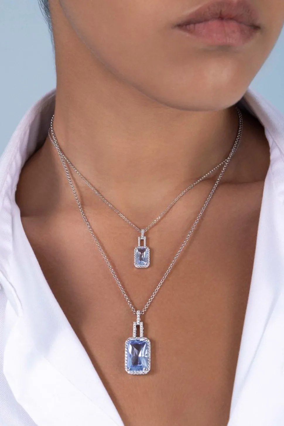 APM Monaco Statement Adjustable Necklace With Lagoon Blue Pendant- Necklaces
