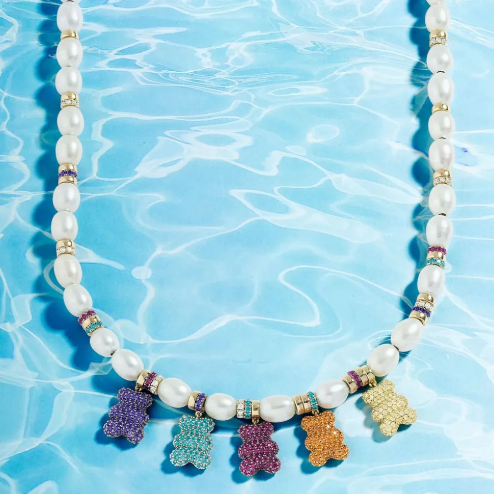 APM Monaco Statement Multicolor Yummy Bear Necklace With Pearls- Necklaces