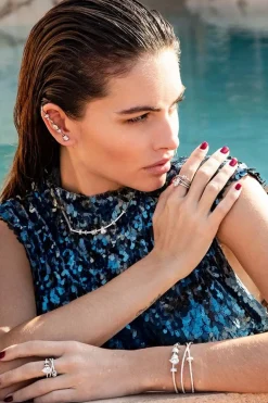 APM Monaco Triple-Hoop Ring With Pear Stone- Rings