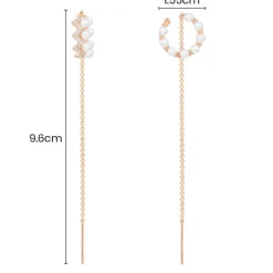 APM Monaco Up And Down Pearl And Chain Ear Cuffs- Earrings