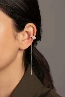 APM Monaco Up And Down Pearls Ear Cuff With Chains- Earrings