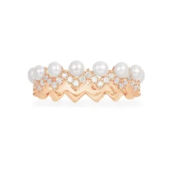 APM Monaco Up And Down Ring With Pearls- Rings