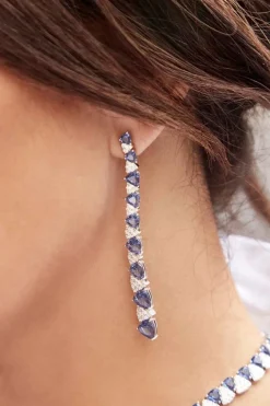 APM Monaco White & Blue Triangle Drop Earrings- Earrings