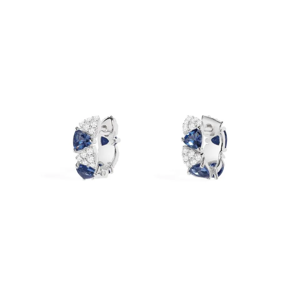 APM Monaco White & Blue Triangle Hoop Earrings- Earrings