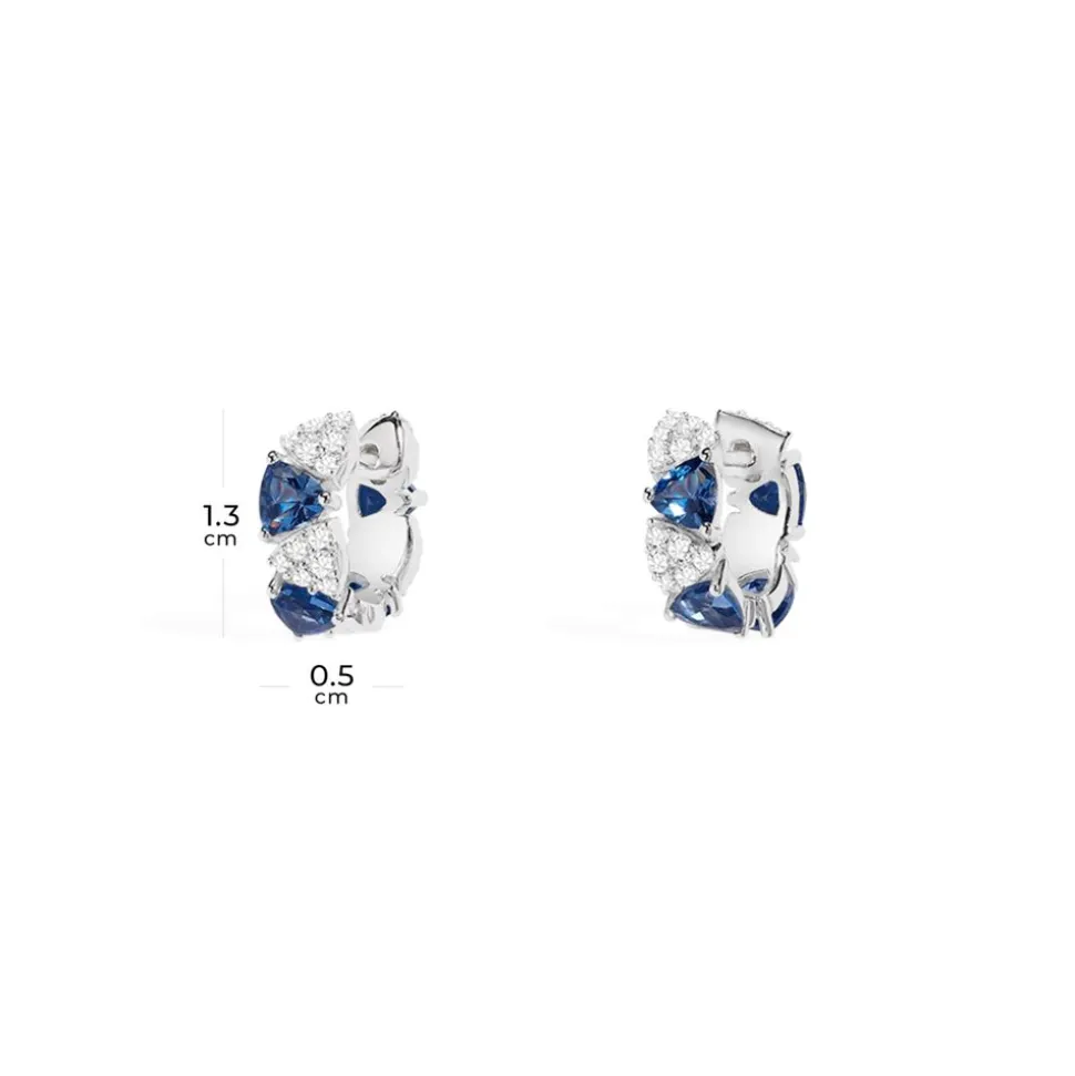 APM Monaco White & Blue Triangle Hoop Earrings- Earrings