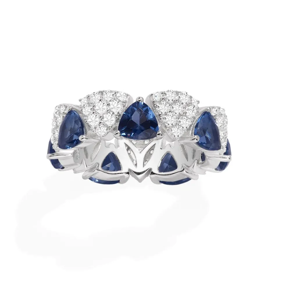 APM Monaco White & Blue Triangle Ring- Rings
