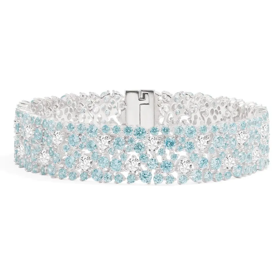 APM Monaco White & Lagoon Blue Pave Bracelet- Bracelets