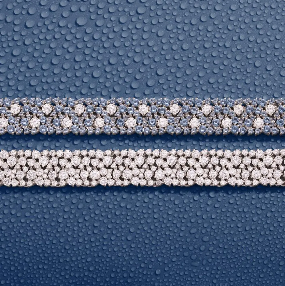 APM Monaco White & Lagoon Blue Pave Bracelet- Bracelets