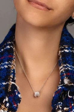 APM Monaco White Hoop Adjustable Necklace- Necklaces