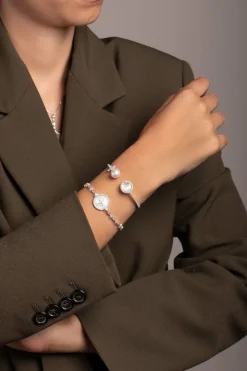 APM Monaco White Nacre And Pearl Cuff- Bracelets