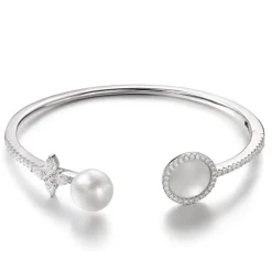 APM Monaco White Nacre And Pearl Cuff- Bracelets