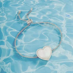 APM Monaco White Nacre Heart Adjustable Bracelet- Bracelets