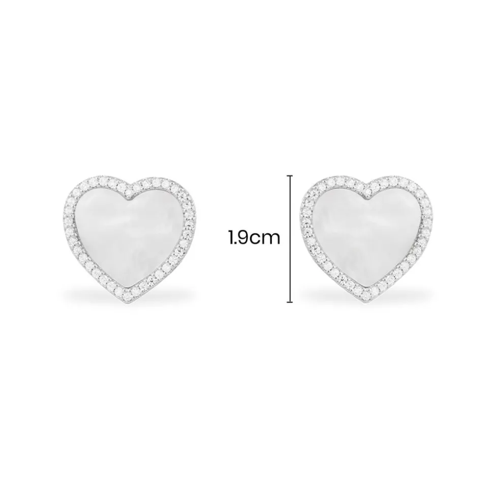APM Monaco White Nacre Heart Stud Earrings- Earrings