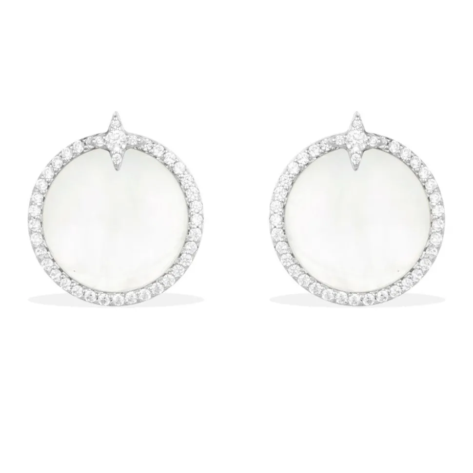 APM Monaco White Nacre Round Earrings- Earrings