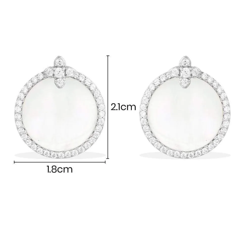 APM Monaco White Nacre Round Earrings- Earrings