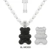 APM Monaco Xl Mood Yummy Bear Adjustable Necklace With Pearls- Necklaces