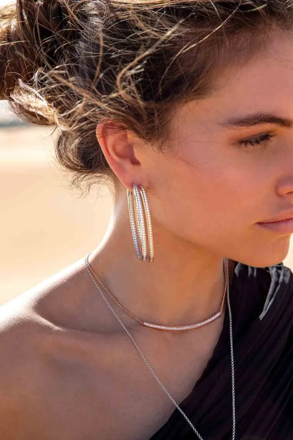 APM Monaco Xl Pave Oval Earrings- Earrings