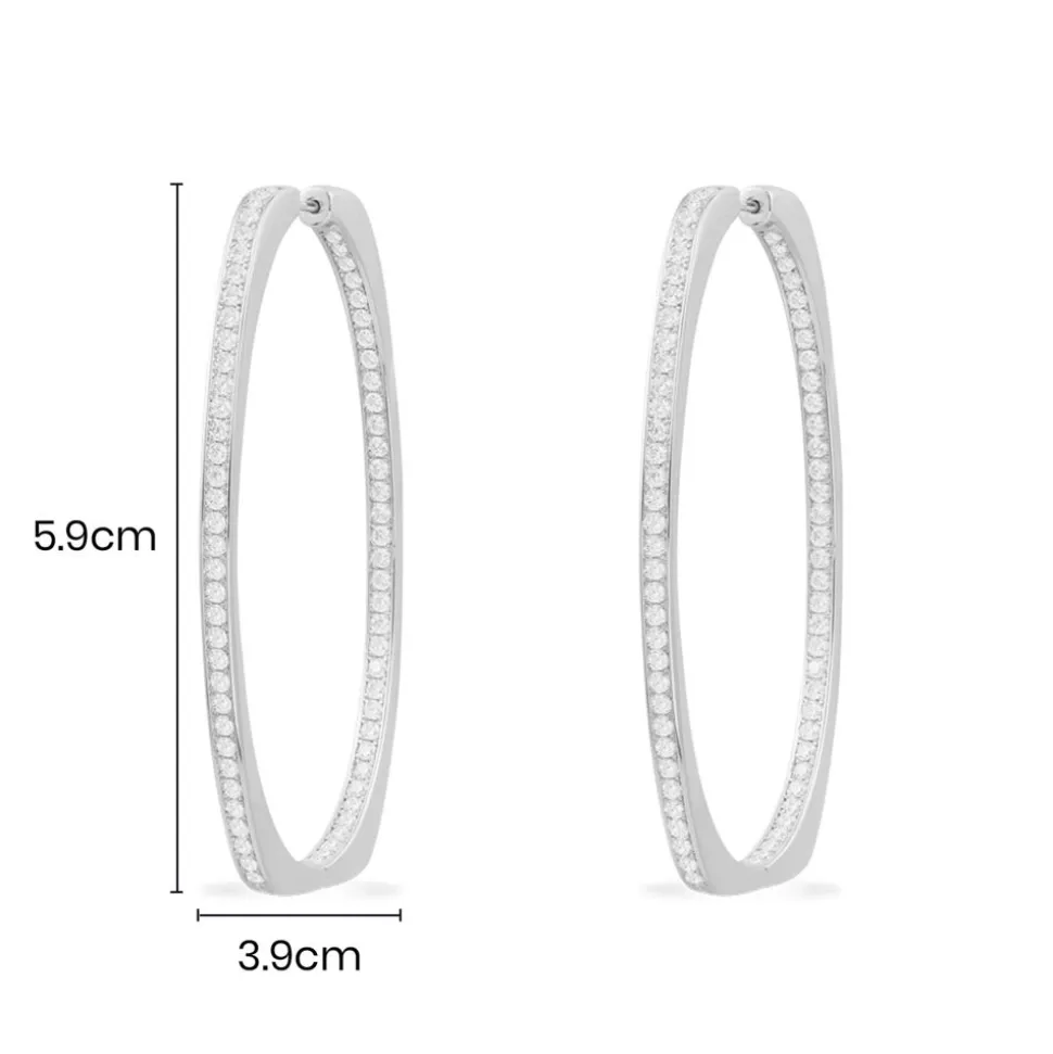 APM Monaco Xl Pave Oval Earrings- Earrings